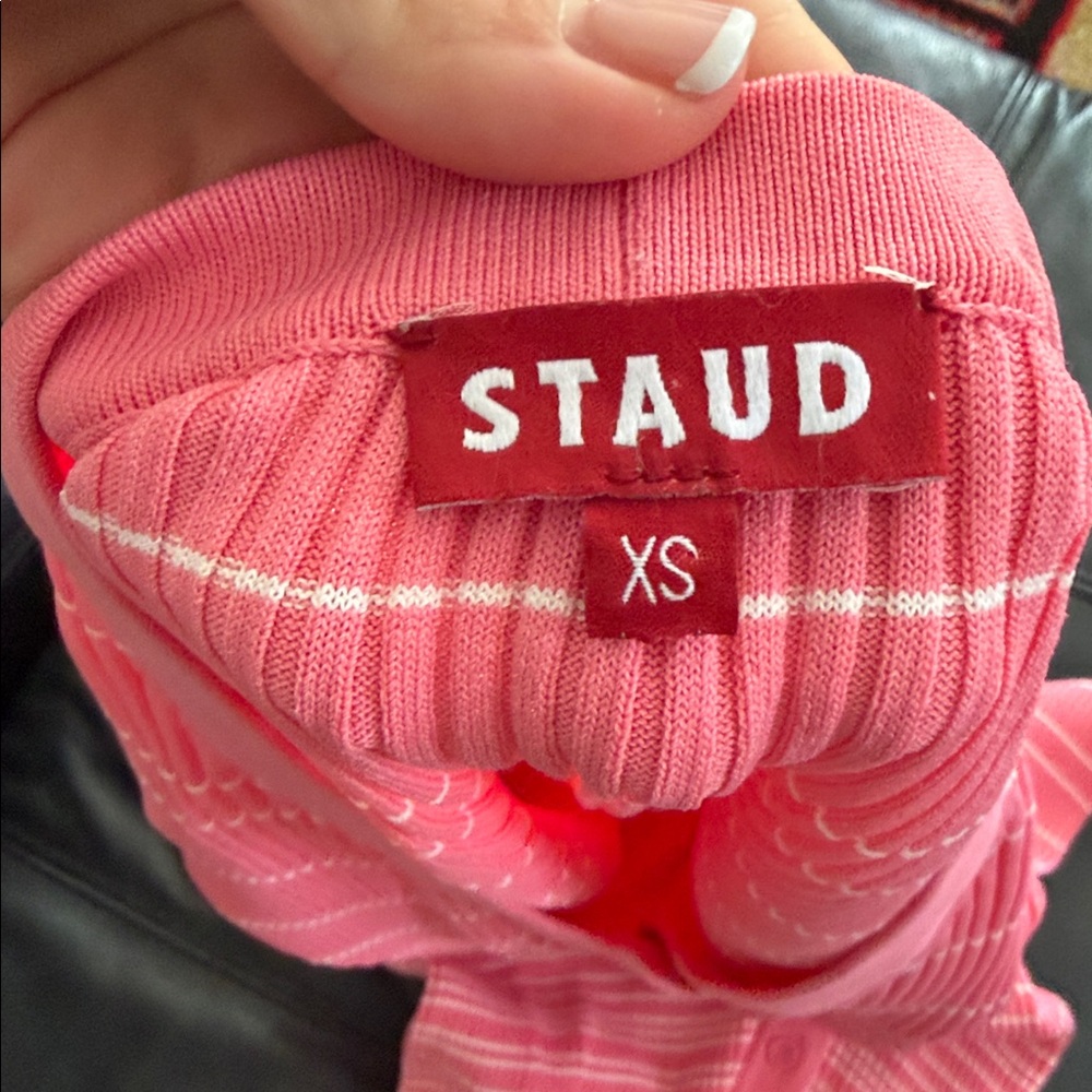 STAUD Pink Striped Long Sleeve Dress - Picture 4 of 5